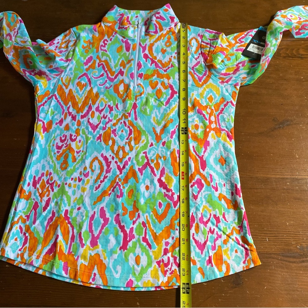 NWT IBKUL Women’s Tillie Seafoam Multi Mock Neck Long Sleeve Top Golf UPF SMALL - Picture 12 of 13